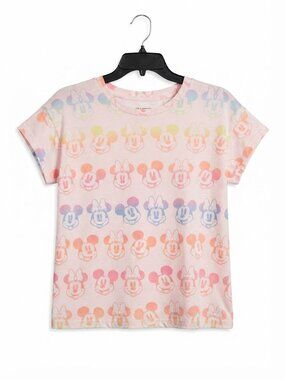 Disney Mickey & Minnie Mouse Kidcore Playful Pink T-Shirt Soft Fuzzy Medium